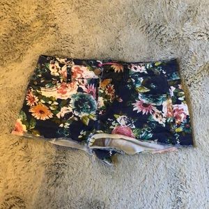 Floral jean shorts